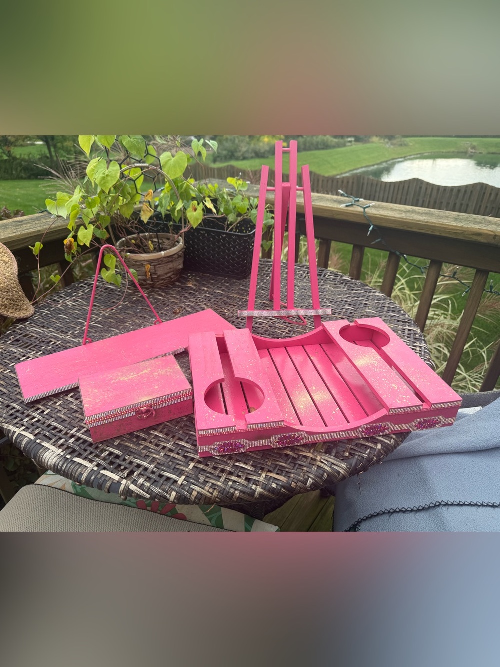 4 piece set-“Barbie Pink” Serving Tray/Easel/shelf/box!